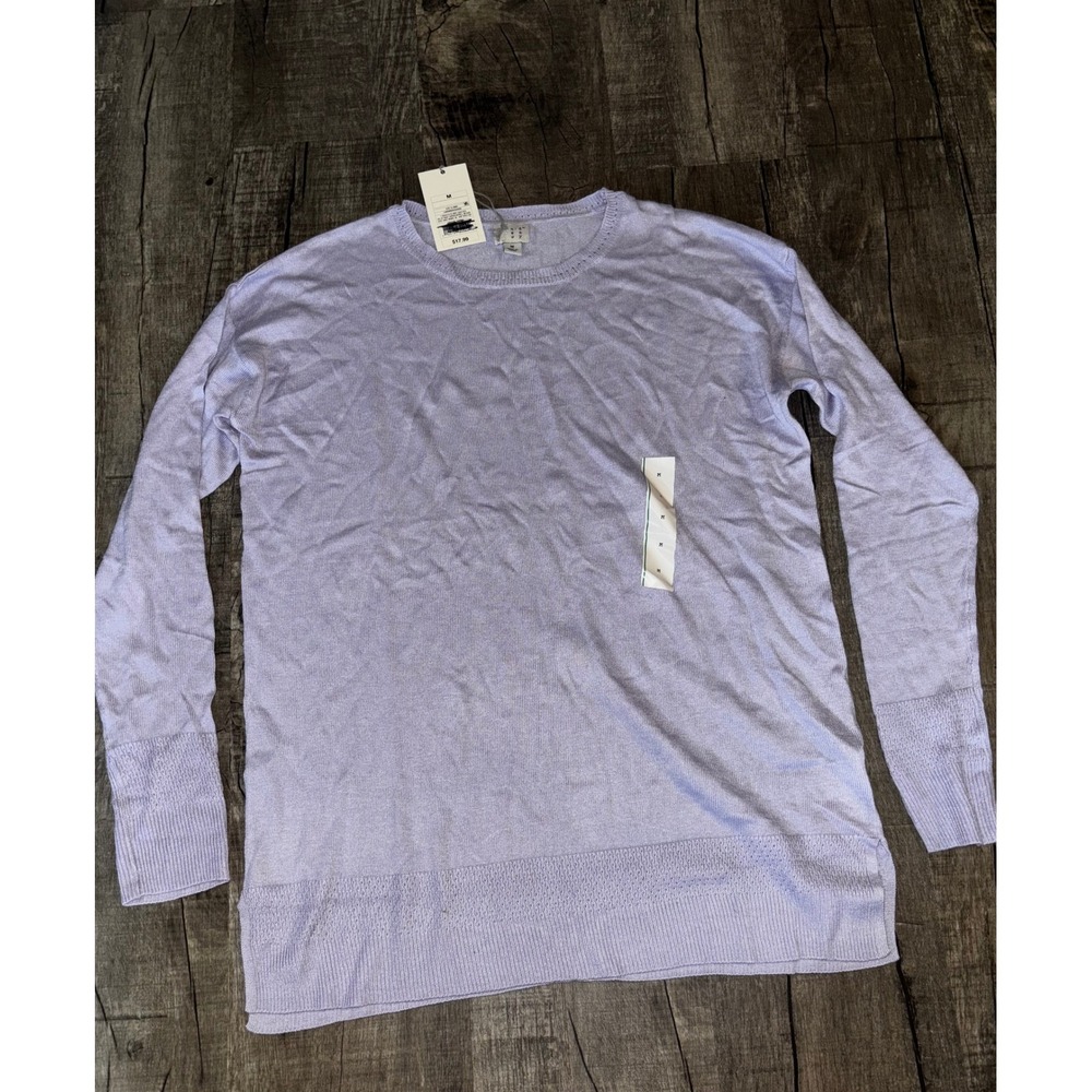 A New Day Womens Lavender Crewneck Lightweight Knit Pullover Sweater Size M NWT